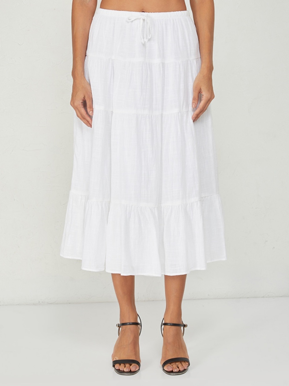 🤍AE // Cotton Tiered Midi Skirt🤍